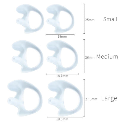 Semi Clear Soft 2-Way Radio Ear Mold Replacing Earpiece Insert for Acoustic Coil Tube Audio Kits, Small Medium Large, 1Pair