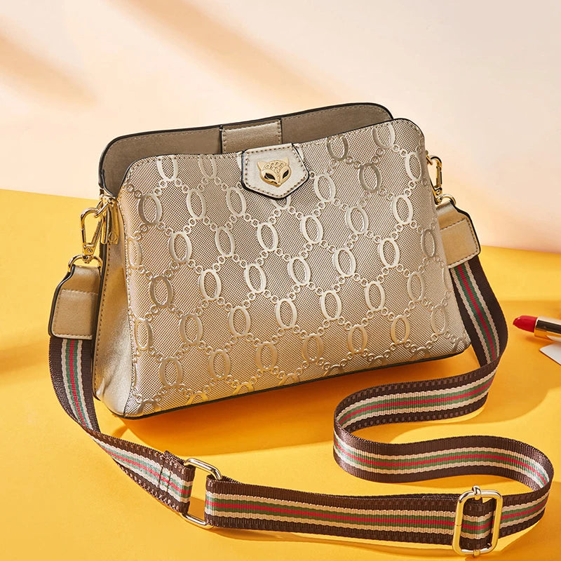 FOXER Cowhide Leather Women's Shoulder Bag Light Luxury Ladies Tote Bag Elegant Female Crossbody Bag Daily Commute Purse