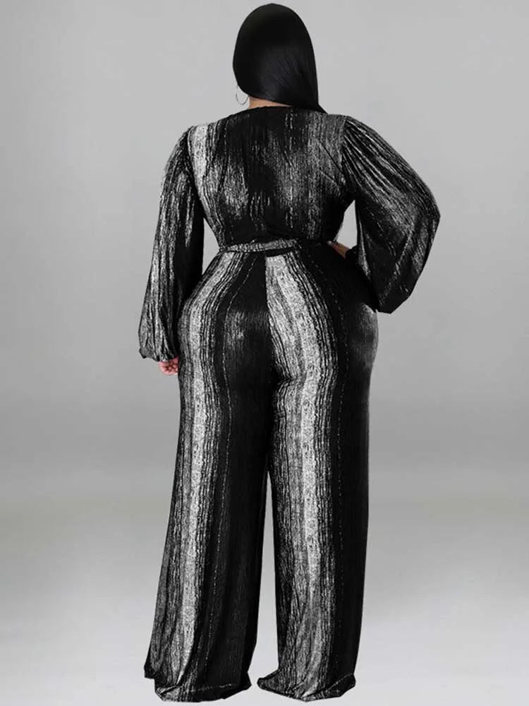 One Piece Outfit Women Jumpsuit 4xl Elegant Woman Jumpsuits V Neck Sexy Trousers Female Clothes Full-length Jumpsuit Plus Size