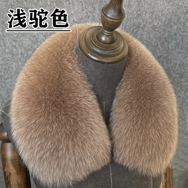 Natural Fox Fur Collar Removable Real Fur Square Collar for Coat Fashion Accessory for Women down Jacket Large Scarf Scarves