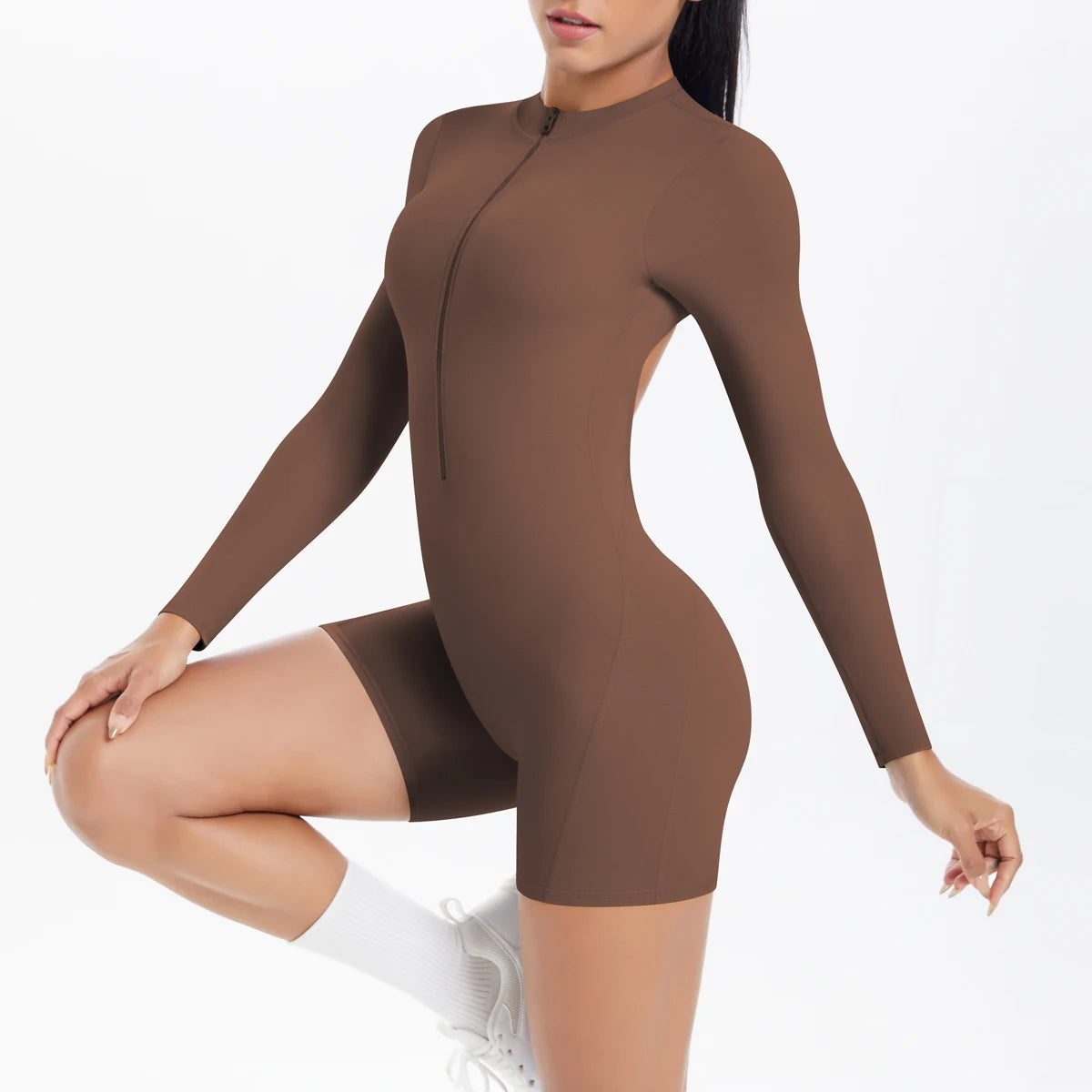 Women's Sports Shapewear Women Zipper Short Sleeve One Piece Gym Suit Breathable Quick Drying Sports Yoga Clothing Bodysuit
