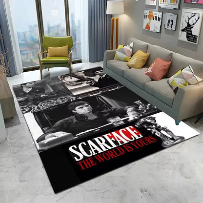 Scarface 3D Classic Movie Tony Carpet Rug for Home Living Room Bedroom Sofa Doormat Decor,kids Play Area Rug Non-slip Floor Mat