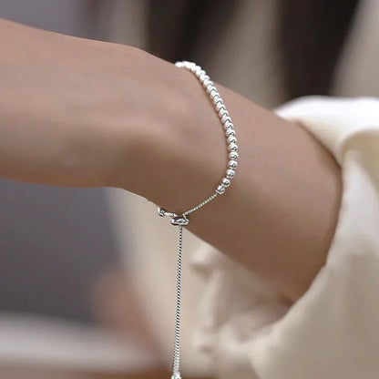 925 Sterling Silver Beautiful Bead Bracelets For Women Korean Fashion Designer Adjustable Bead Bracelet Luxury Original Jewelry