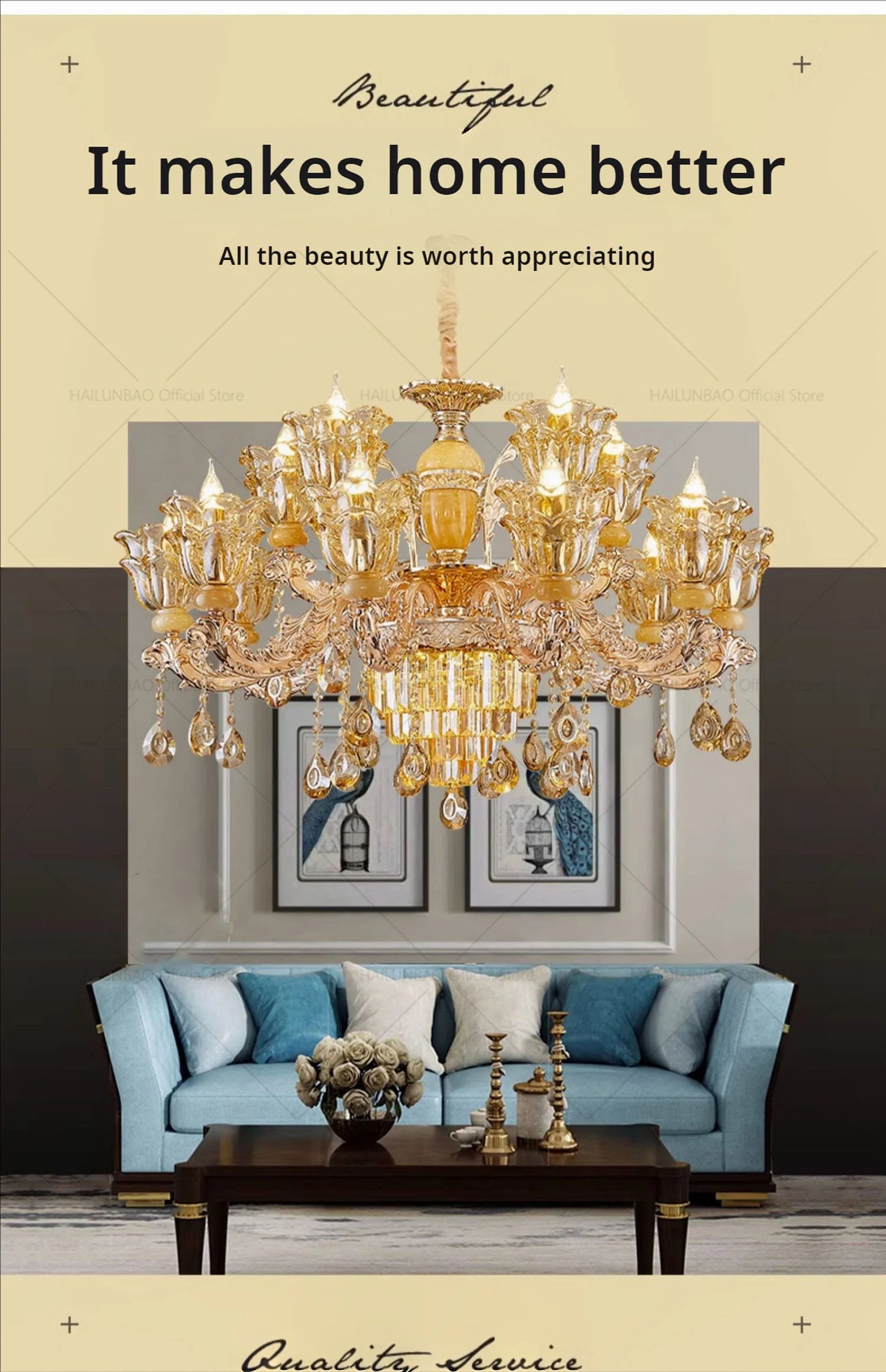 Postmodern Chandelier Living Room Lights European Dining Room Bedroom Home Master Luxury Atmospheric Lamps Villa Crystal Lamps