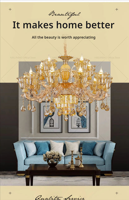 Postmodern Chandelier Living Room Lights European Dining Room Bedroom Home Master Luxury Atmospheric Lamps Villa Crystal Lamps