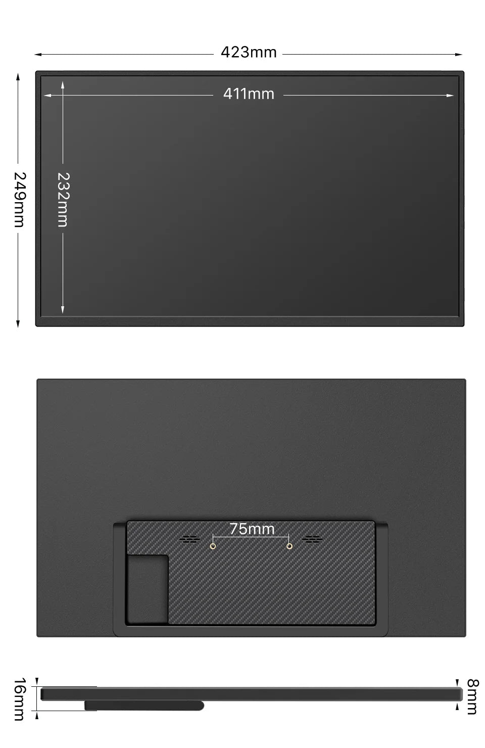 HGFRTEE Portable Monitor 18.5inch 120Hz Resolution Travel Size Gaming Display with USB-C Connection for Laptop PC Game Consoles