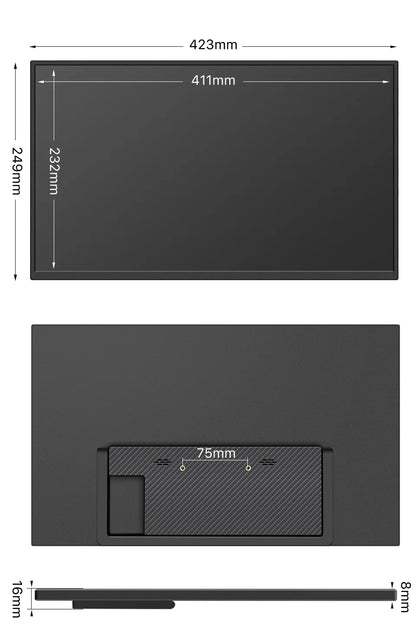 HGFRTEE Portable Monitor 18.5inch 120Hz Resolution Travel Size Gaming Display with USB-C Connection for Laptop PC Game Consoles