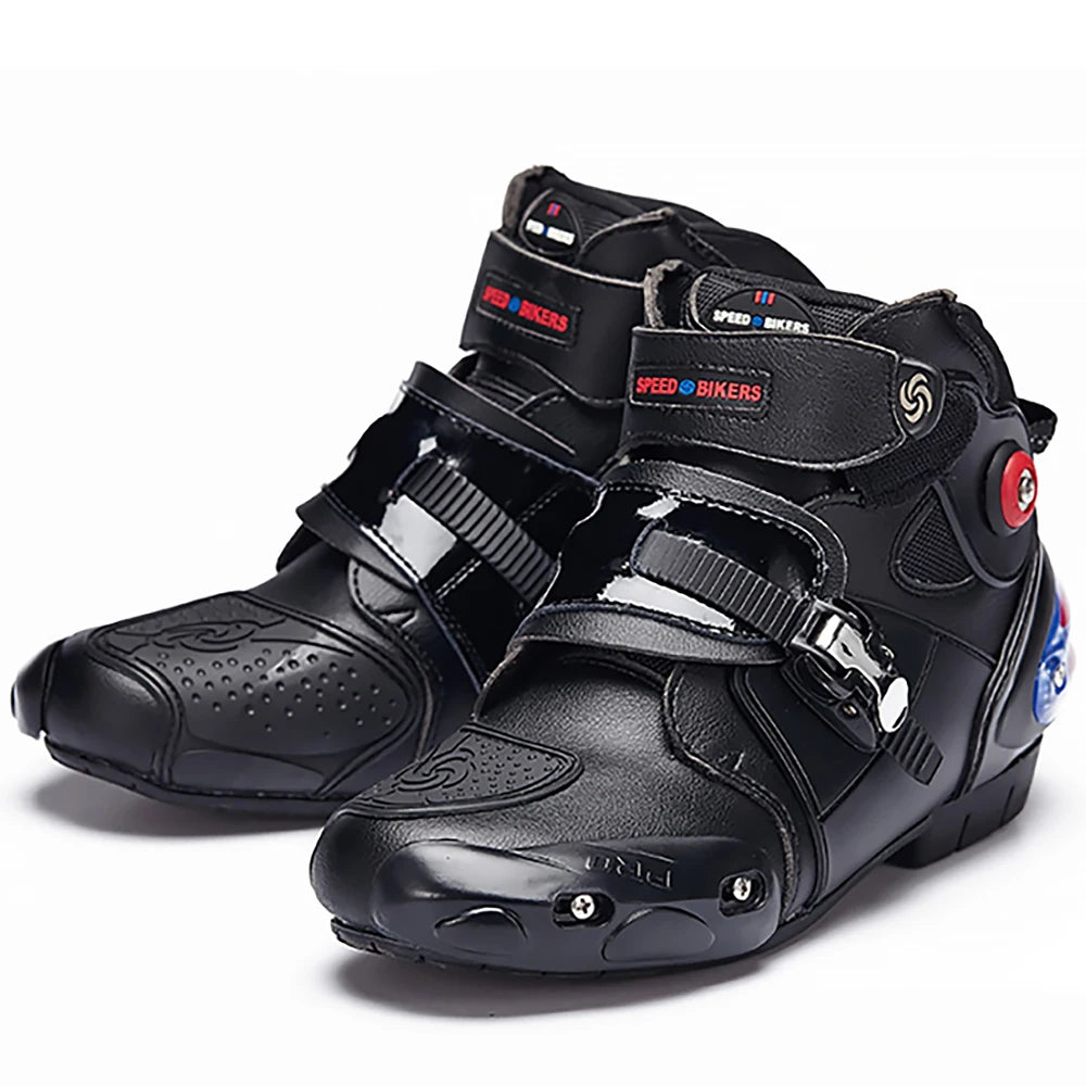 Men Motorcycle Boots Motorbike Microfiber Leather Boot Racing Ankle Riding Shoes Motocross Motorbike Non-Slip Sport Shoes Winter