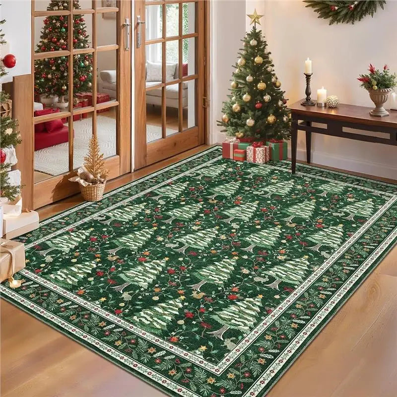 Christmas Day living room decoration red carpet large area rugs for bedroom Washable lounge floor mat Anti-slip bedside soft rug