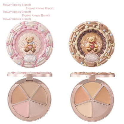 Flowerknows THE SWEETIE BEAR COLLECTION Makeup Gift Set All In Concealer Palette Blush Setting Powder Lip Jelly Gift Box Mirror