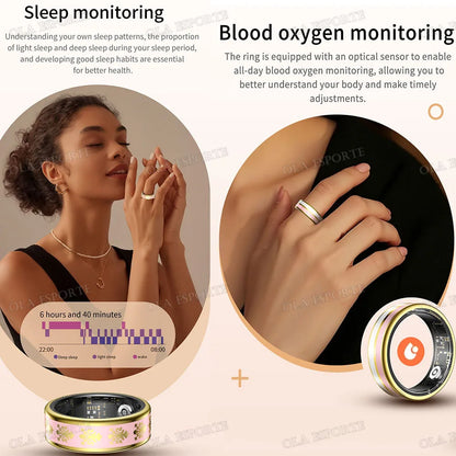 2026 Smart Ring Blood Oxygen Heart Rate Sleep Monitoring Smart Ring IP68 & 5ATM Waterproof Multi-sport Modes Smartring Man Women