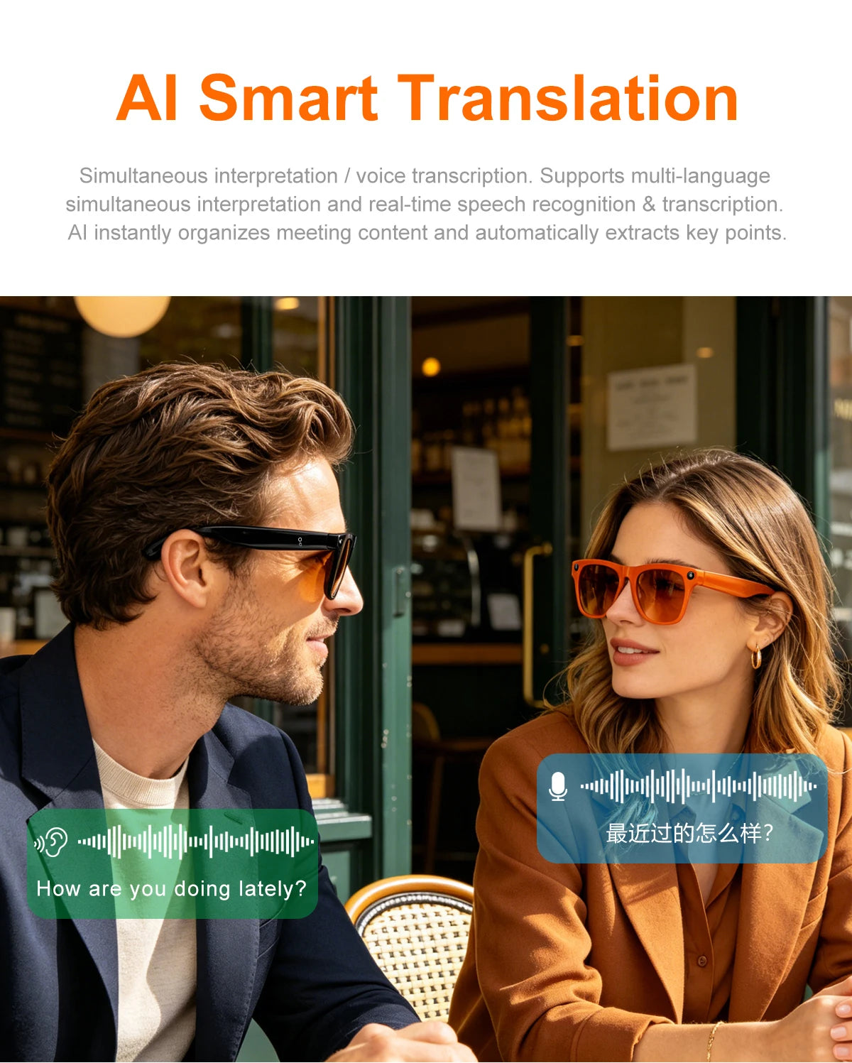 Lenovo Smart AI Glasses 800W HD 8K Shooting Camera Photo Video Voice Call Translation Waterproof Bluetooth AI Motorcycle Glasses