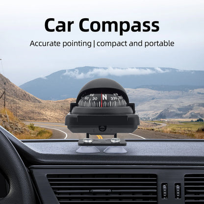 AD Universal Compass Mini Navigation Compass Rotary Adjustable Spherical Dashboard Guide Compass For Boat Vehicle Accessories