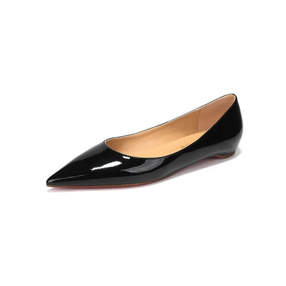Ladies' inner height increase 3CM flat sole single shoe patent leather solid color versatile casual shallow mouth single shoe