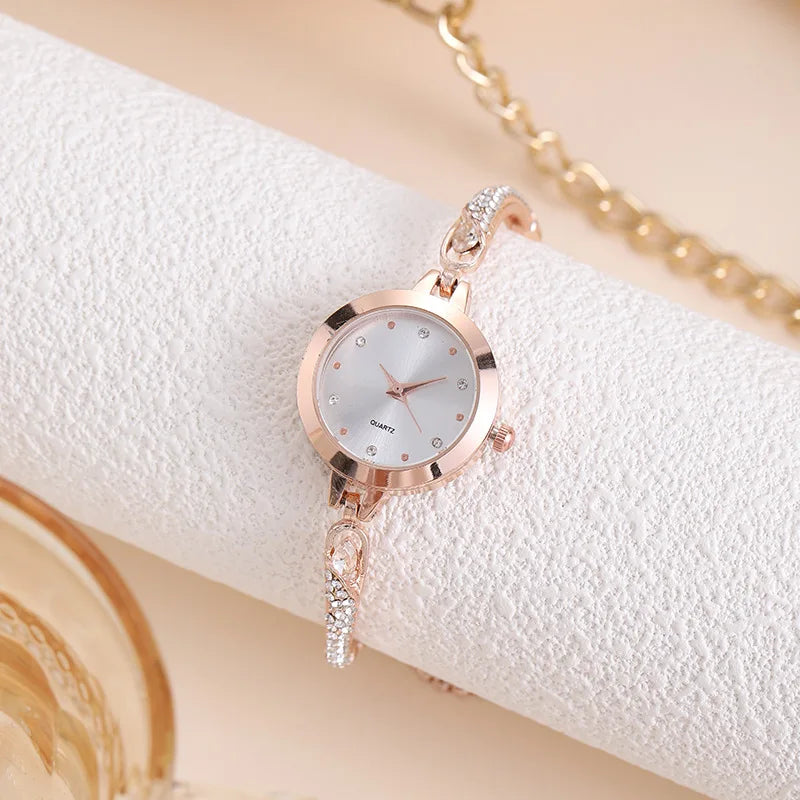 New Women's Quartz Watches Water Diamond Female's Wristwatch Small Dial Slim Adjustable Jewelry Girl Watch Bracelet