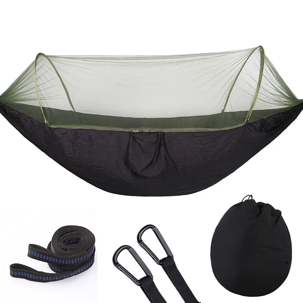 Outdoor Double Hammock with Mosquito Net Lightweight Portable Anti Bug Hammock Fast Install for Camping Hiking Travel Backyard