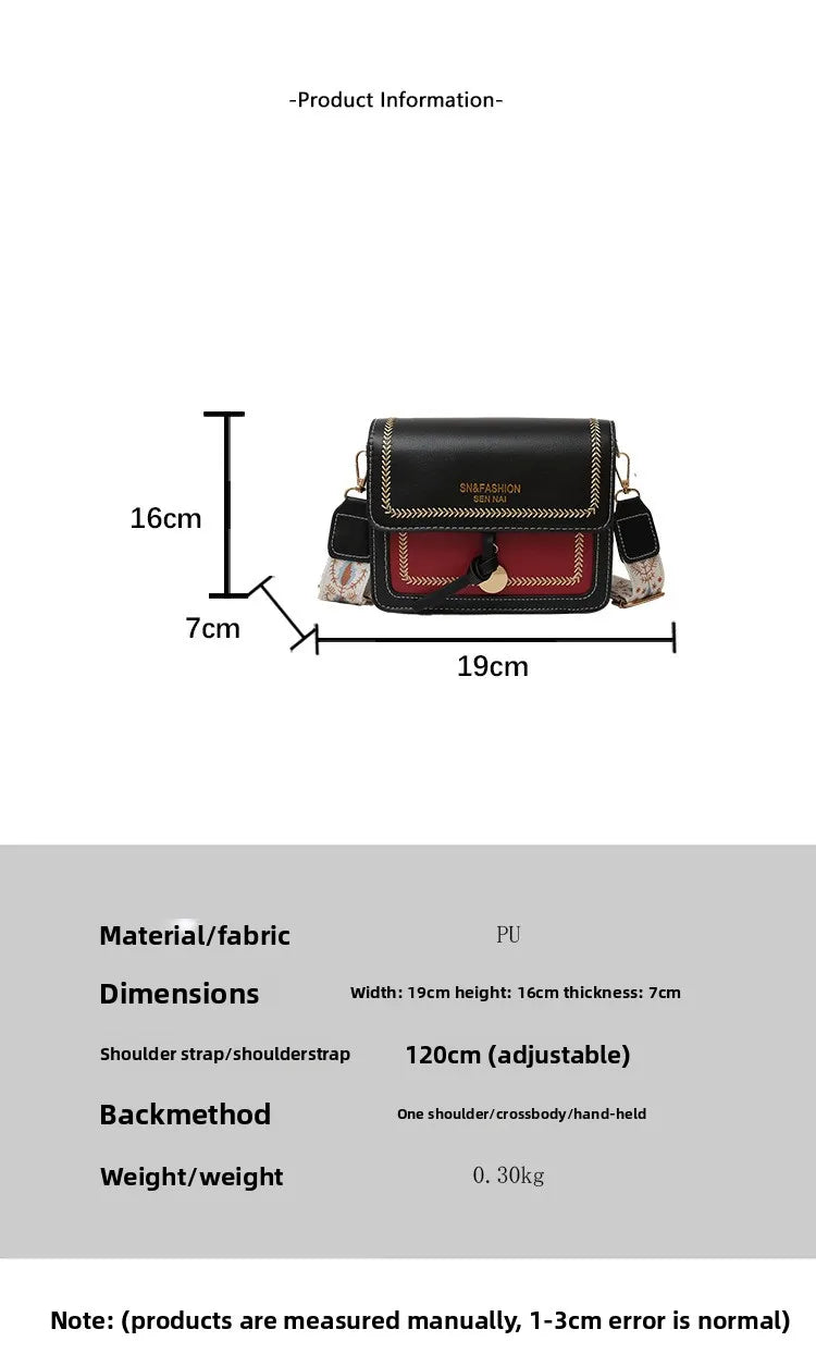 Fashionable Bag for Women, Versatile New Crossbody Bag, Contrasting Color Shoulder Bags, Small Square Bag, Wide Shoulder Strap