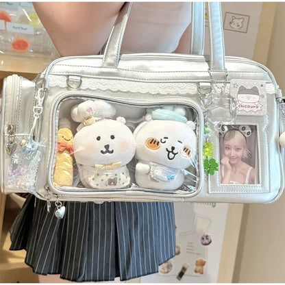 New Concert Ita Bags Y2k Cute Jk Girl Shoulder Bags Badge Display Transparent Crossbody Bag Stylish Large-capacity Commuter Bags