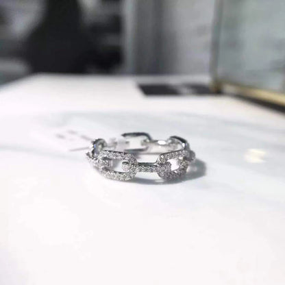 925 Sterling Silver Geometric Cubic Zirconia Stackable Ring for Women Trendy Platinum Plated Brand Party Jewelry Accessories