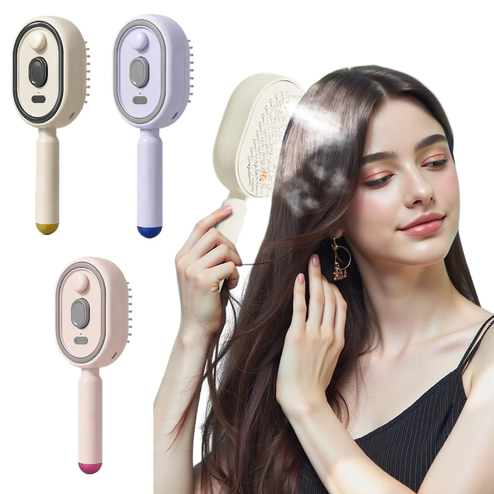 New Electric Hair Care Spray Massage Comb Self Cleaning Steam Essential Oil Brush Hair Oil Applicator Scalp Massager For Women