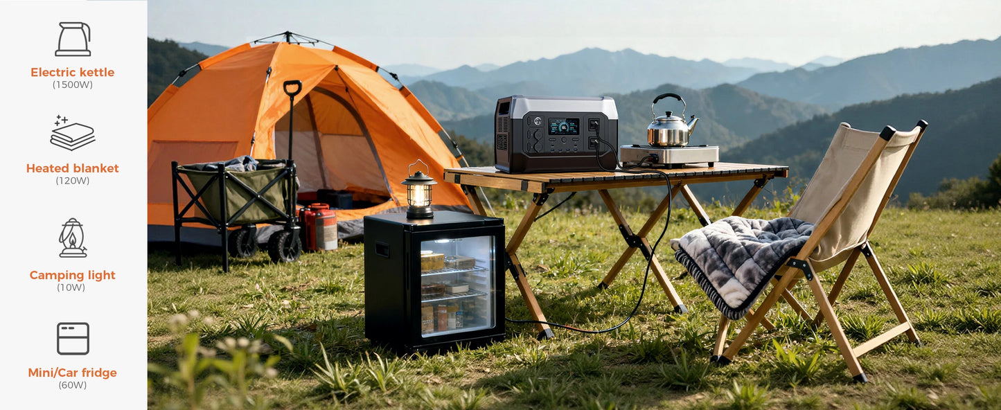 CTOLITY 2400W Power Station With 200W Solar Panel 20.5V USB TYPE-C Portable Power Bank 1024Wh Lifepo4 Battery Charging Station
