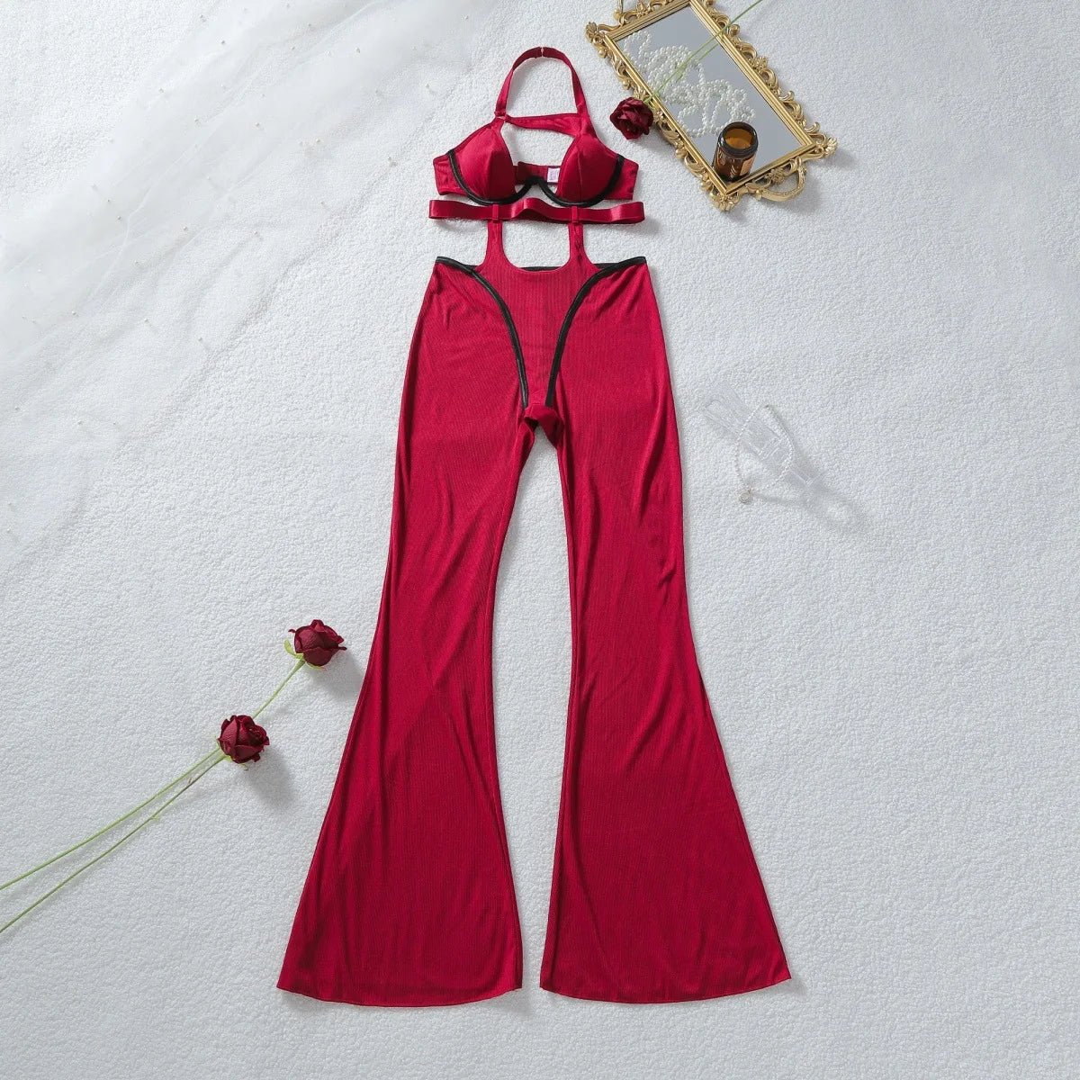 Diccvicc Jumpsuits for Woman Hollow Out Halter Bra Elegant Overalls Extreme Fashion Sexy Intimate Outfits Exotic Female Clothing