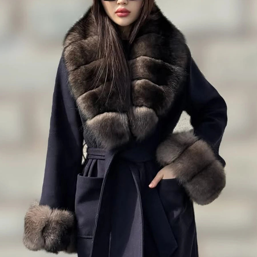 Winter Warm Fox Fur Collar For Coat Women Natural Fox Fur Sleeve Cuffs Detachable Fur Accessory Fashion Real Fur Trim