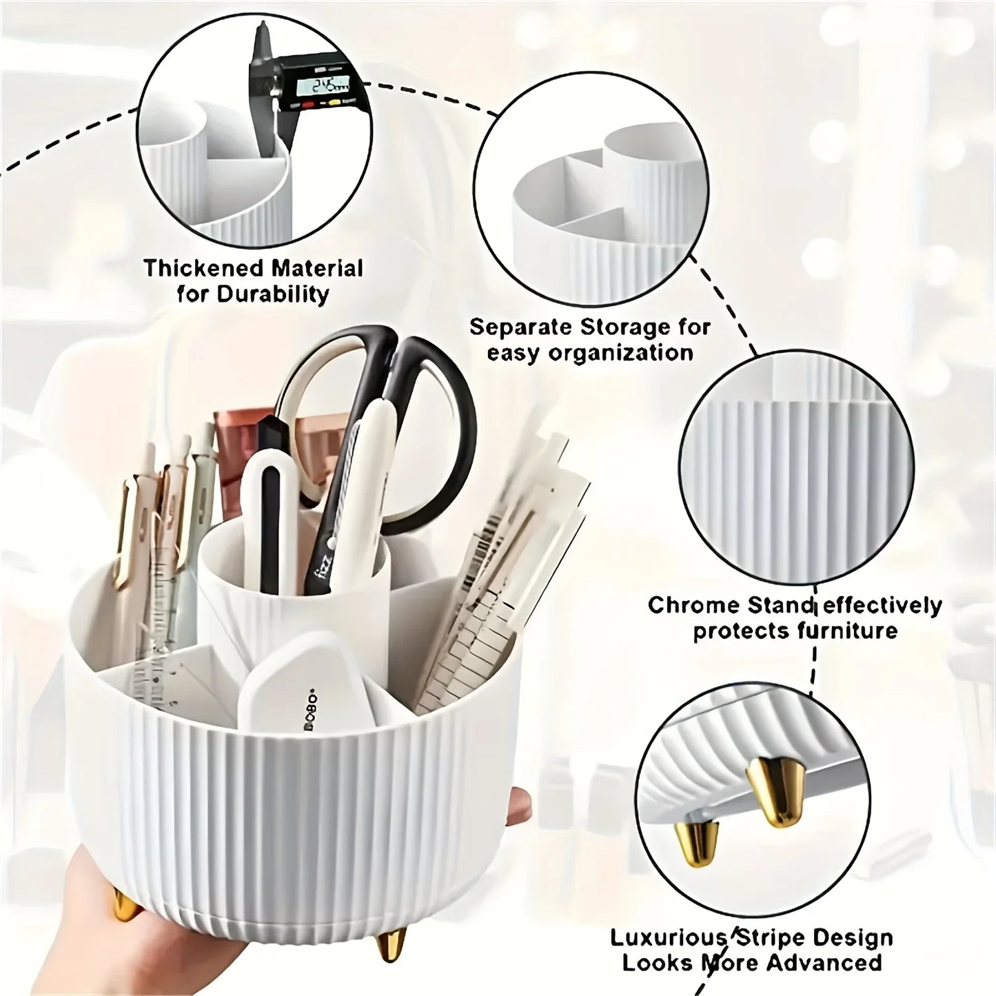 Rotating Makeup Storage Box - Makeup Storage Container, Suitable for Brushes, Lipsticks, and Skin Care Products