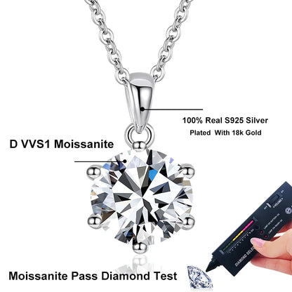 NeeTim 1ct 2ct 4ct Moissanite Necklace For Women 925 Sterling Silver Lab Diamond with Gold Plated Pendant Wedding Party Jewelry