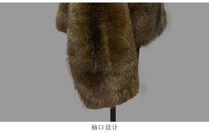 Nerazzurri Winter Short Oversized Thick Warm Shaggy Fuzzy Faux Fox Fur Coat Women Pockets Single Breasted Fluffy Hooded Jacket