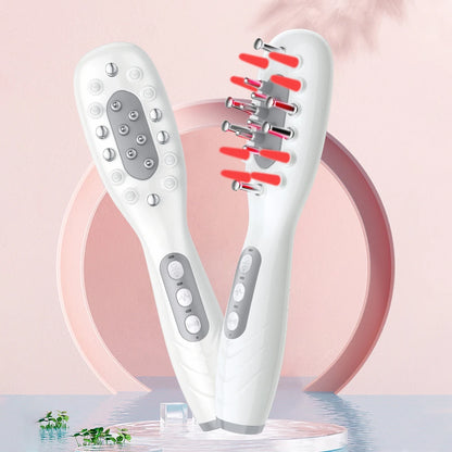 Electric Hair Growth Comb Oil Applicator Red Blue LED Vibration Head Massage Brush Comb EMS Stimulates Scalp Anti-Hair Loss