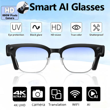 2026 New Smart Glasses Men 800W Camera Video Recording AI Recog Bluetooth Call Voice Translation Outdoor Driving Sunglasses
