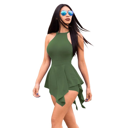 Summer Streetwear Playsuit Sexy Women Sleeveless Bodycon Hollow Out Club Romper Overalls