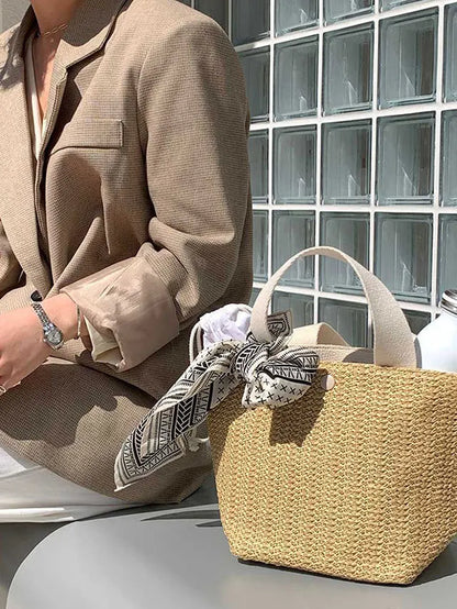 Large-Capacity Casual Relaxed Tote Bag Women One-Shoulder Hand-Carry, Linen Canvas