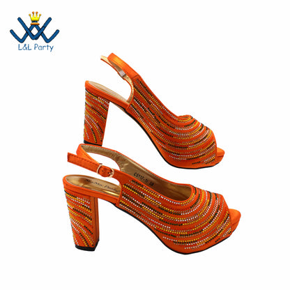 2023 Classics Peep Toe Lemon Green Color Hot Sale Sandals High Quality Women Shoes and Bag Set with Platform for Brithday Party