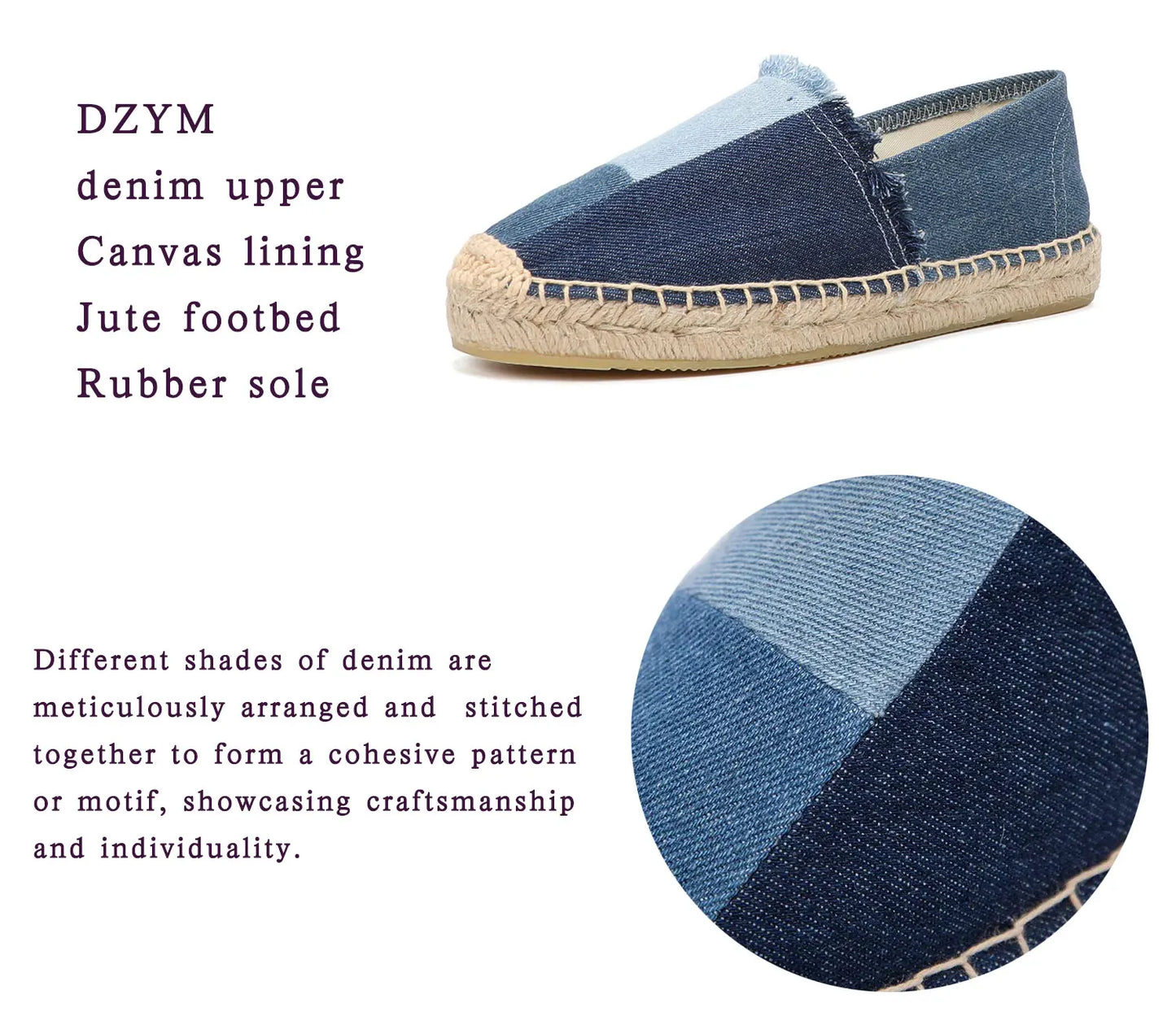 Espadrilles Women's Shoes Luxury Denim PATCHWORK  Flat Platform  Stylish and Trendy Footwear for Fashion-Forward Females