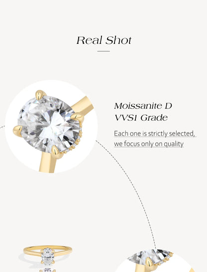 ATTAGEMS Oval Cut 1.0-4.5CT D VVS1 Moissanite Rings for Women 925 Sterling Silver Solitaire Engagement Ring Luxury Band Jewelry