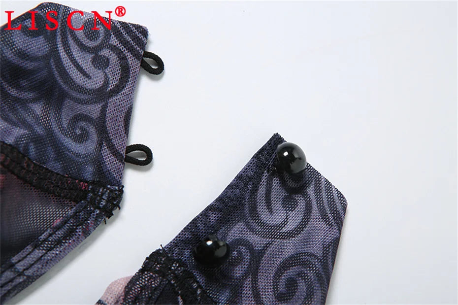 10 Wholesale Items Jumpsuits Women Summer 2025 Short Sleeve Bodycon Sexy Y2k Printing Mesh See Through Backless Rompers K15151