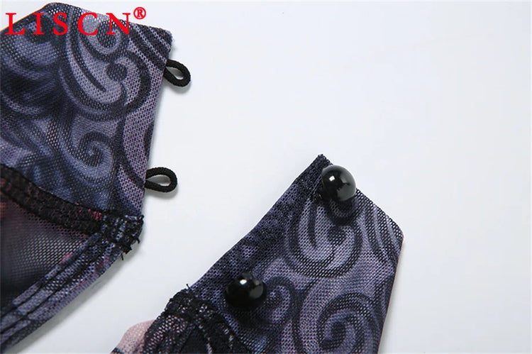 10 Wholesale Items Jumpsuits Women Summer 2025 Short Sleeve Bodycon Sexy Y2k Printing Mesh See Through Backless Rompers K15151