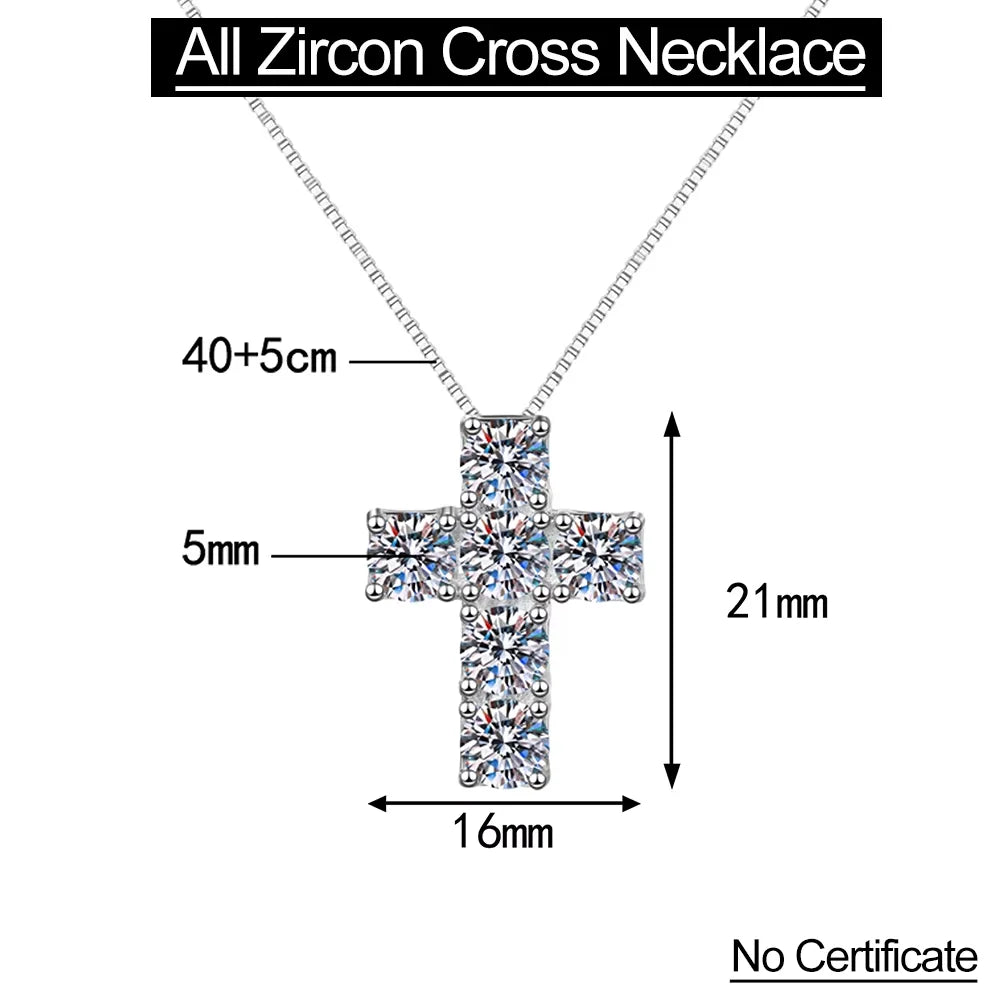Serenity 4.8ct D Color Moissanite Cross Necklace for Women Gift S925 Sterling Silver Plated 18K Jesus Pendant Neck Chain Jewelry
