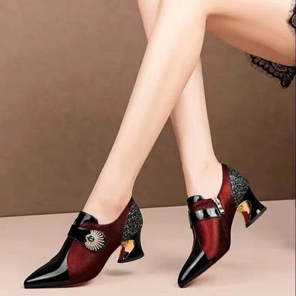 2026 Zapatos De Mujer Women Cute Green Pu Leather Pointed Toe High Heel Shoes Lady Classic Black Office Pumps Sapatos Femininas