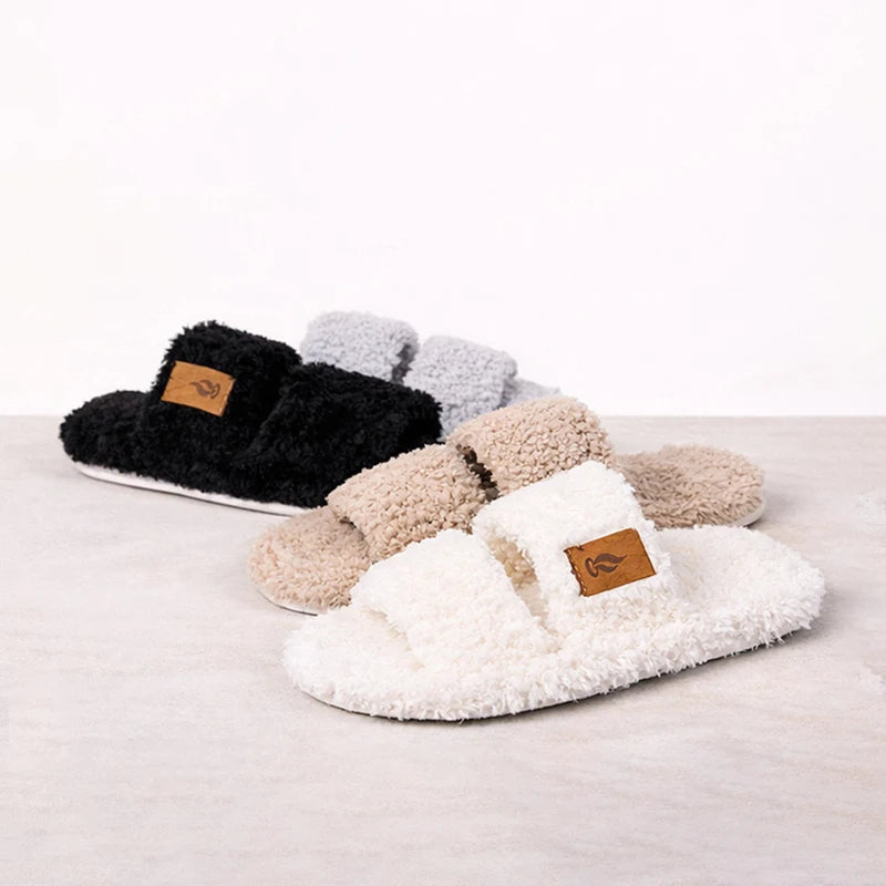 Fluffy Women's Slippers Home Soft Spring Autumn Luxury Designer Woman Shoes Elegant Faux Fuzzy Fur Slides Girl Non-Slip Open Toe