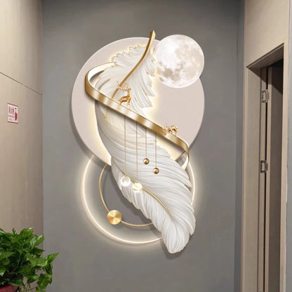 Entrance LED Mural Light Feather For Corridor Living Room Hallway Kitchen Modern Hanging Paintings Home Decoration Art Wall Lamp