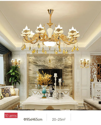 Nordic Luxury Gold Crystal LED Ceiling Chandelier LOFT Villa Lustre LED Pendant Lamp Living Room Hotel Hall Decor Hanging Lamps
