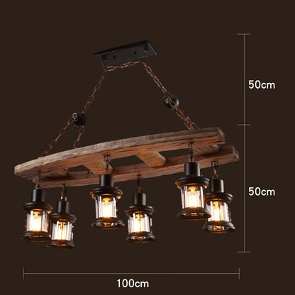 Retro Wood E27 LED Ceiling Lamp Antique Industrial Chandelier Lighting LOFT Bar luminaire Vintage Pendant Lights lustre