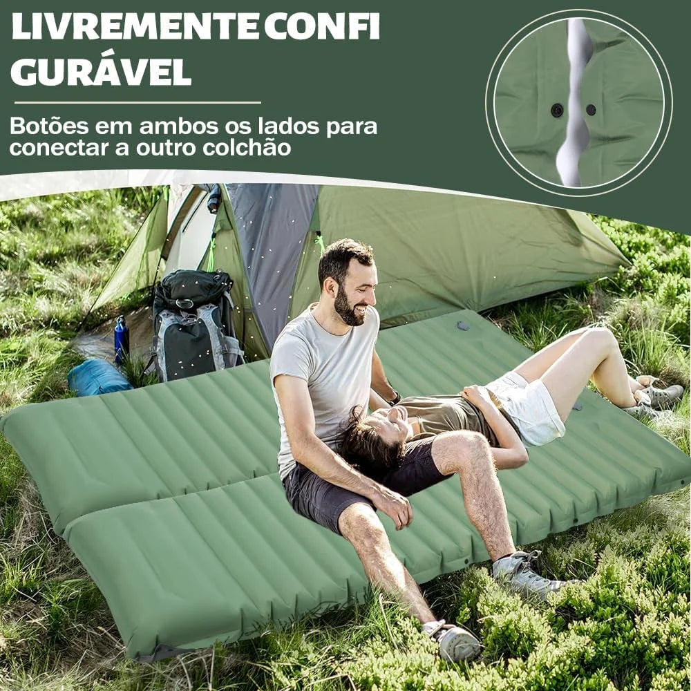 Extra Thick 4 Inch Camping Sleeping Pad Outdoor Camping Self-Inflating Mats Spliceable Hiking Fishing Sleeping Pad