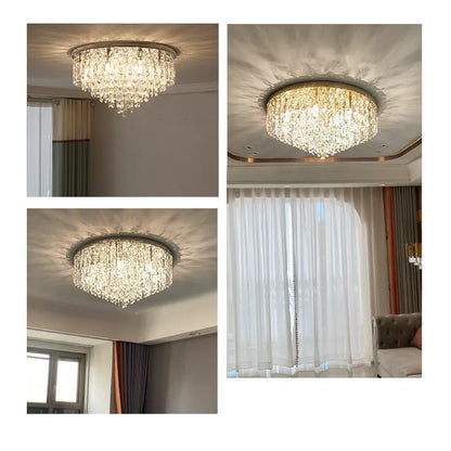 Modern Luxurious Crystal Ceiling Lamp Gold & Silver Color for Living Room Dining Room Bedroom - Elegant Lighting Fixture