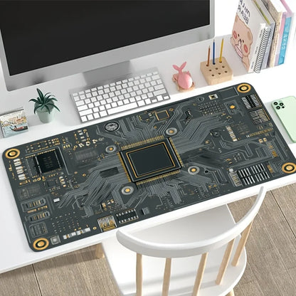 Chip Tech Trend Mouse Pad Large Computer Office Game Table Mat Rubber Anti-slip Stitched Edge Keyboard Mat 90x40 XXL Desk Pads