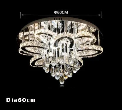 LED Modern Crystal Stainless Steel Round Dimmable RGB Chandelier Lighting Lamparas De Techo For Foyer Living Room Bedroom