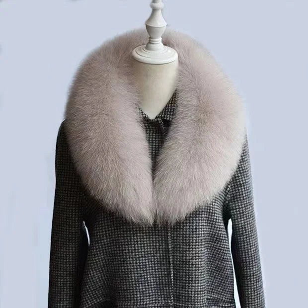 Winter Real Fox Fur Collar Woman Furry Natural Raccoon Fur Scarf Shawls Luxury Neck Warmer Wraps For Coat Fur Scarves Large Size